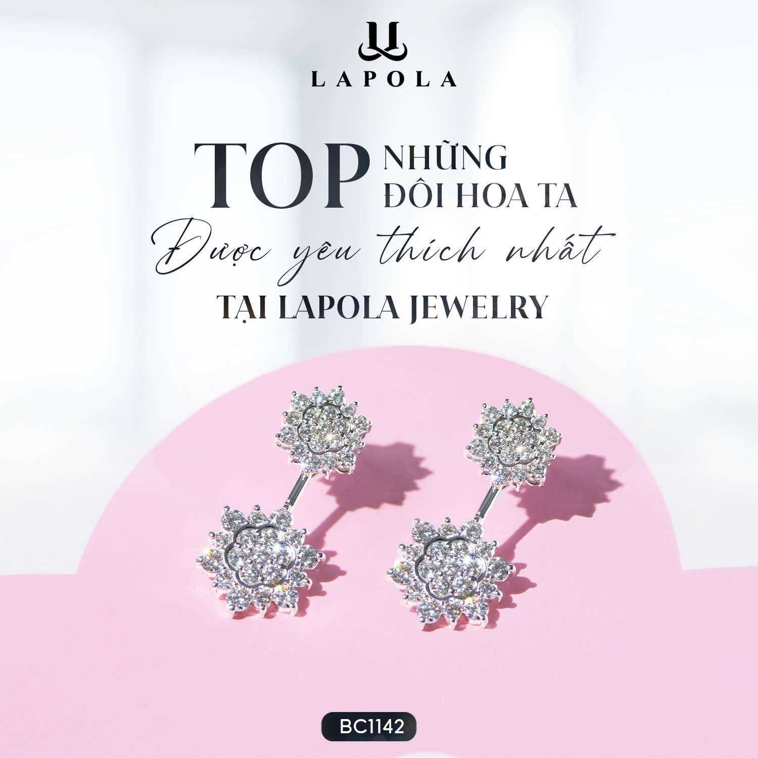 Hoa tai kim cương hình hoa hướng dương Lapola Jewelry Hà Nội