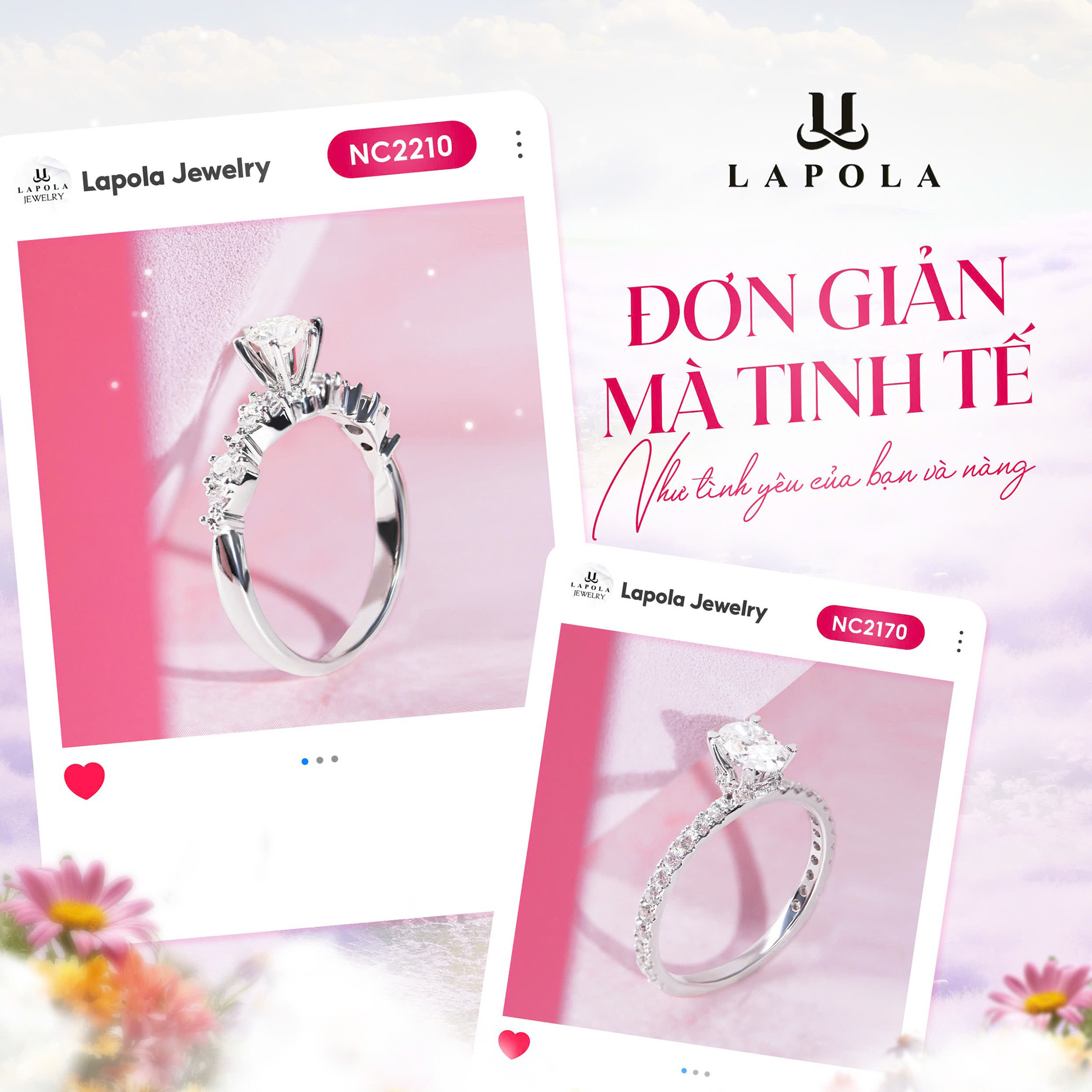 Nhẫn cầu h&ocirc;n kim cương Lapola Jewelry H&agrave; Nội