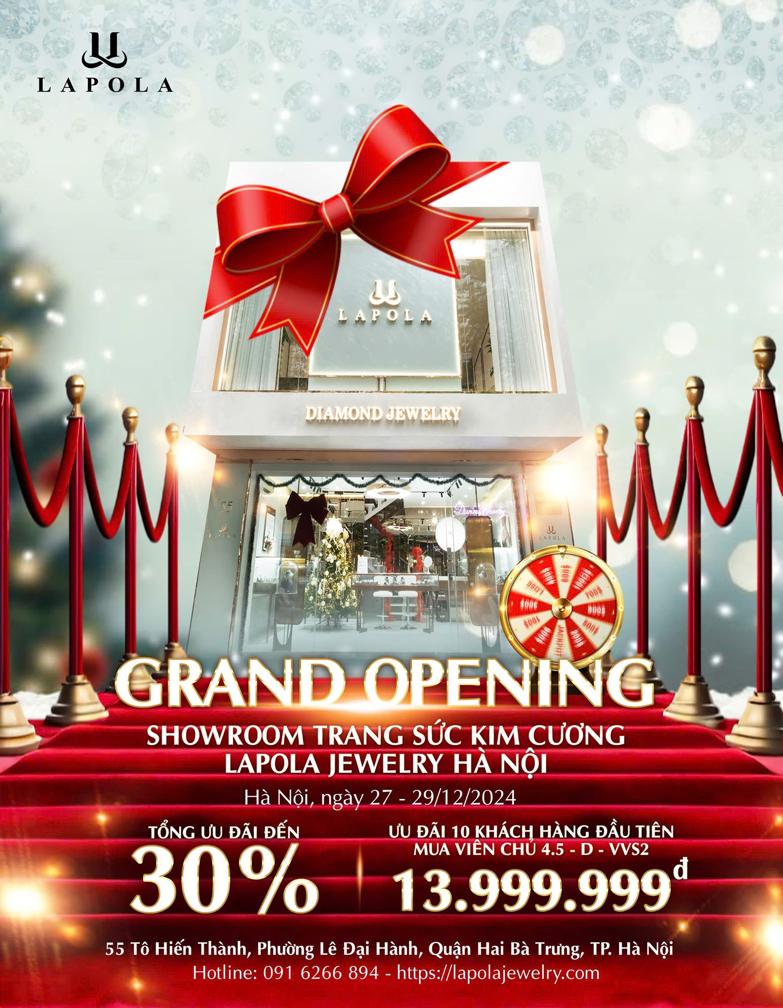 Ưu đ&atilde;i khai trương showroom Lapola Jewelry H&agrave; Nội